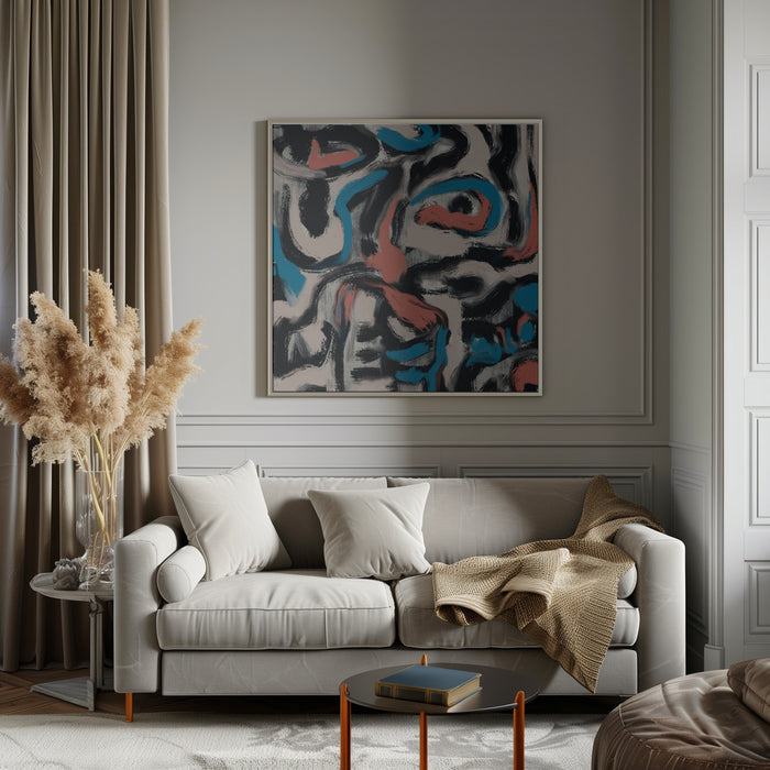 Ink and oil abstract by Little Dean Square Canvas Print Art for Modern Home Decor. Decorate your office or living room with canvas artwork