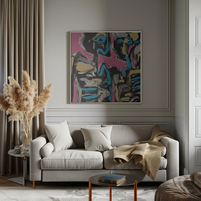 Ink and oil abstract 02 by Little Dean Square Canvas Print Art for Modern Home Decor. Decorate your office or living room with canvas artwork