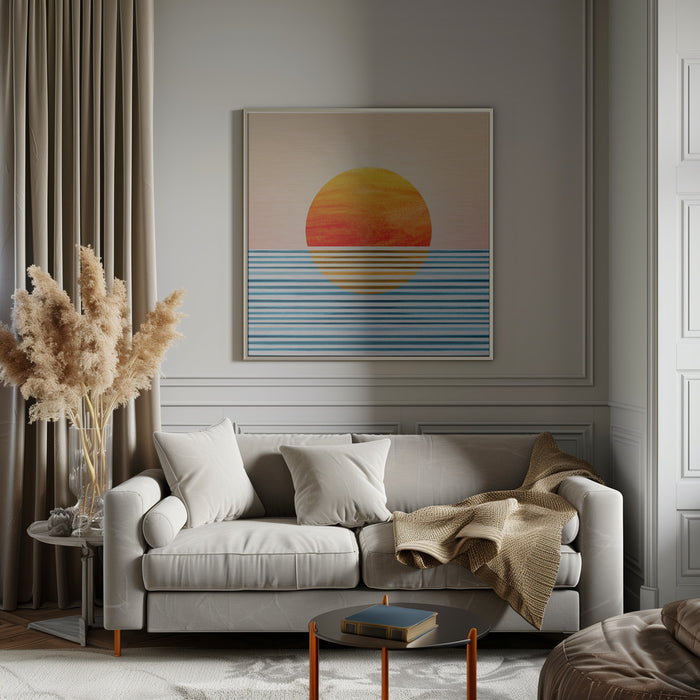 Minimalist Sunset 2 by Kristian Gallagher Square Canvas Print Art for Modern Home Decor. Decorate your office or living room with canvas artwork