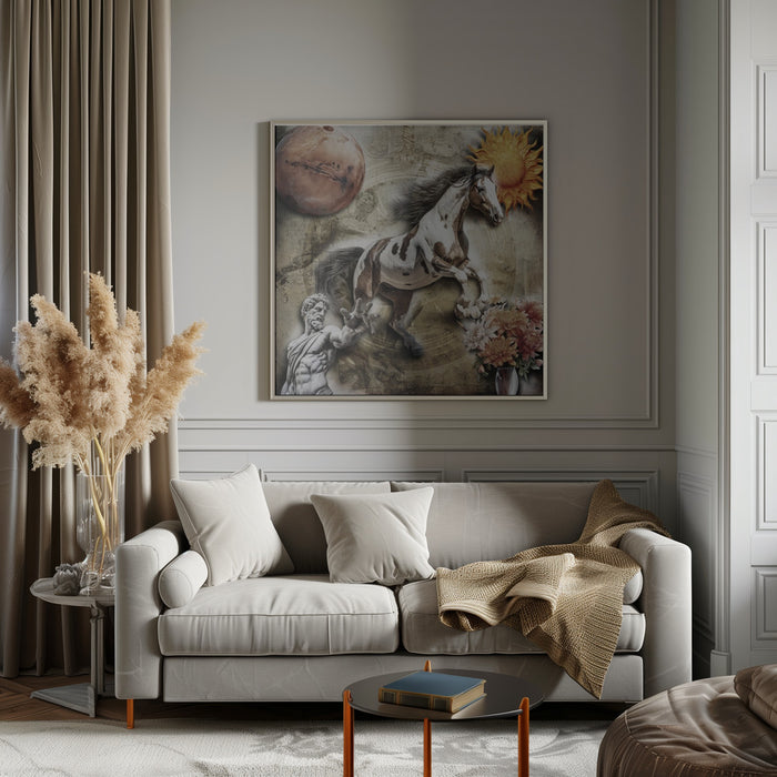 Horse art 3 by Rafal Kulik Square Canvas Print Art for Modern Home Decor. Decorate your office or living room with canvas artwork