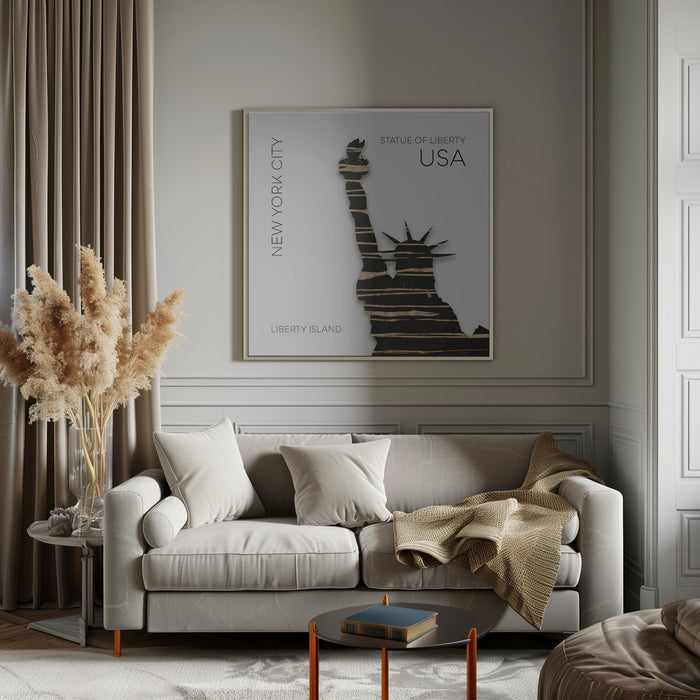 Urban Art NYC Statue of Liberty by Melanie Viola Square Canvas Print Art for Modern Home Decor. Decorate your office or living room with canvas artwork