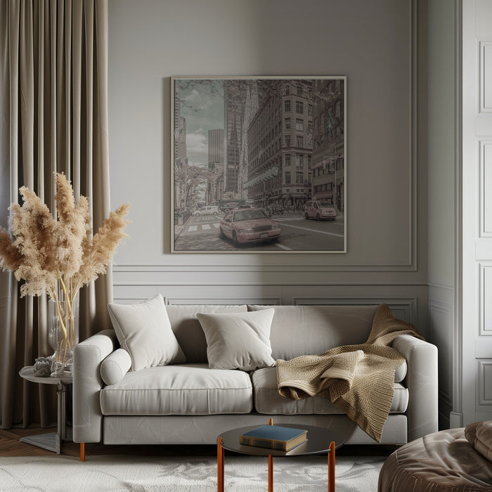 MANHATTAN 5th Avenue | urban vintage style by Melanie Viola Square Canvas Print Art for Modern Home Decor. Decorate your office or living room with canvas artwork