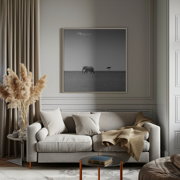 Elephant and the friendly cloud... by Ali Khataw Square Canvas Print Art for Modern Home Decor. Decorate your office or living room with canvas artwork