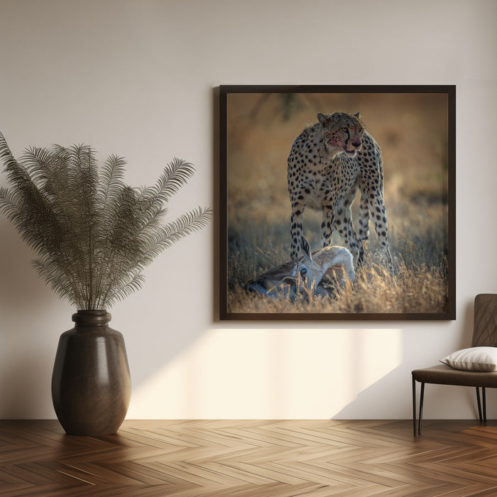 cheetah by AHMAD AL SAFFAR Square Canvas Print Art for Modern Home Decor. Decorate your office or living room with canvas artwork