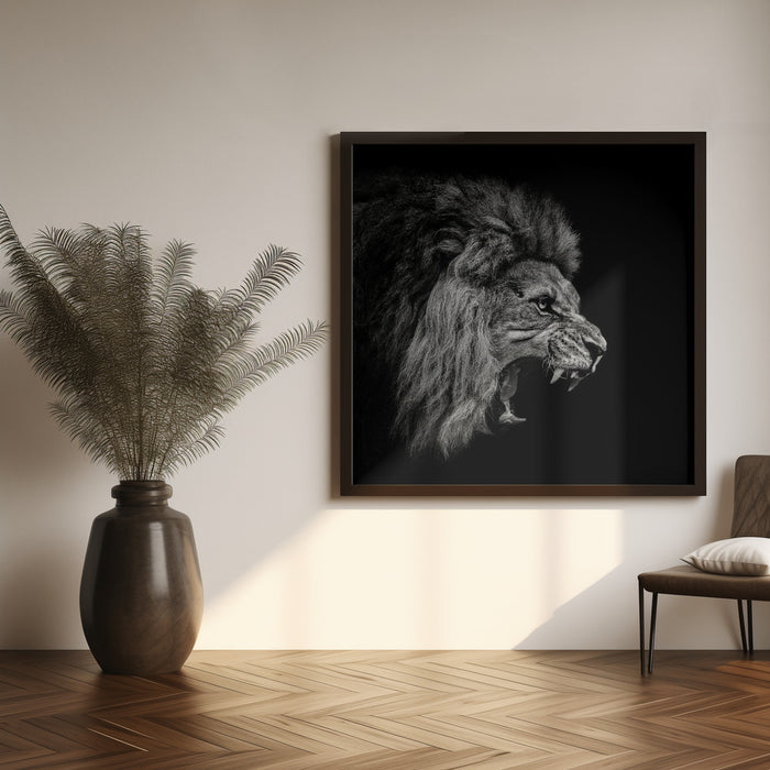Roaring Lion #2 Square Canvas Art  Christian Meermann 