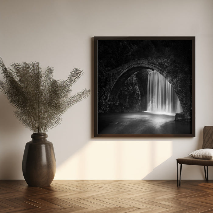 Paleokaria Waterfall by George Digalakis Square Canvas Print Art for Modern Home Decor. Decorate your office or living room with canvas artwork