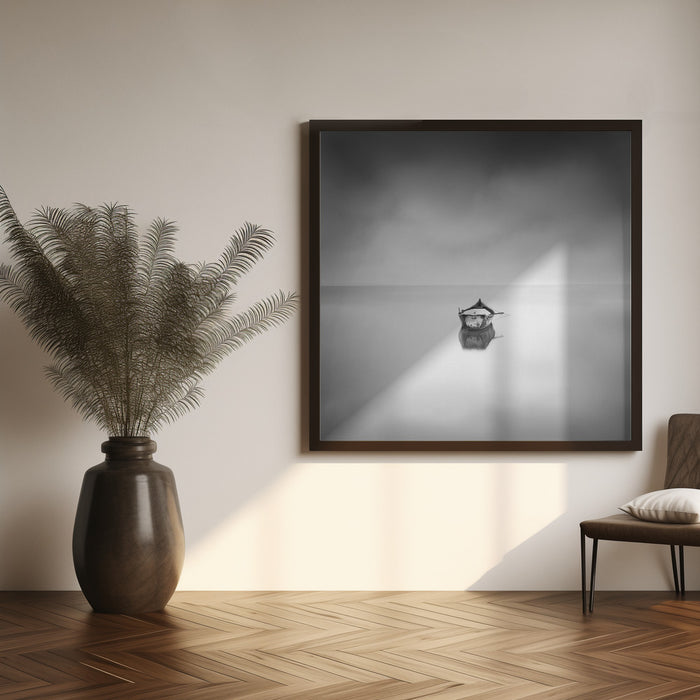 Lonely boat by George Digalakis Square Canvas Print Art for Modern Home Decor. Decorate your office or living room with canvas artwork