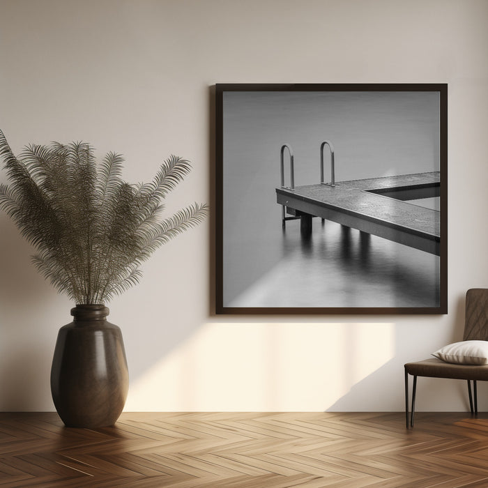 A jetty in a lake by Fred Louwen Square Canvas Print Art for Modern Home Decor. Decorate your office or living room with canvas artwork