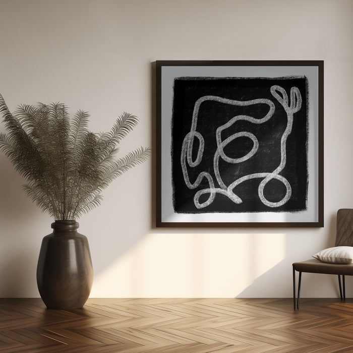 Black Scribble Lines 1 by Sharyn Bursic Square Canvas Print Art for Modern Home Decor. Decorate your office or living room with canvas artwork