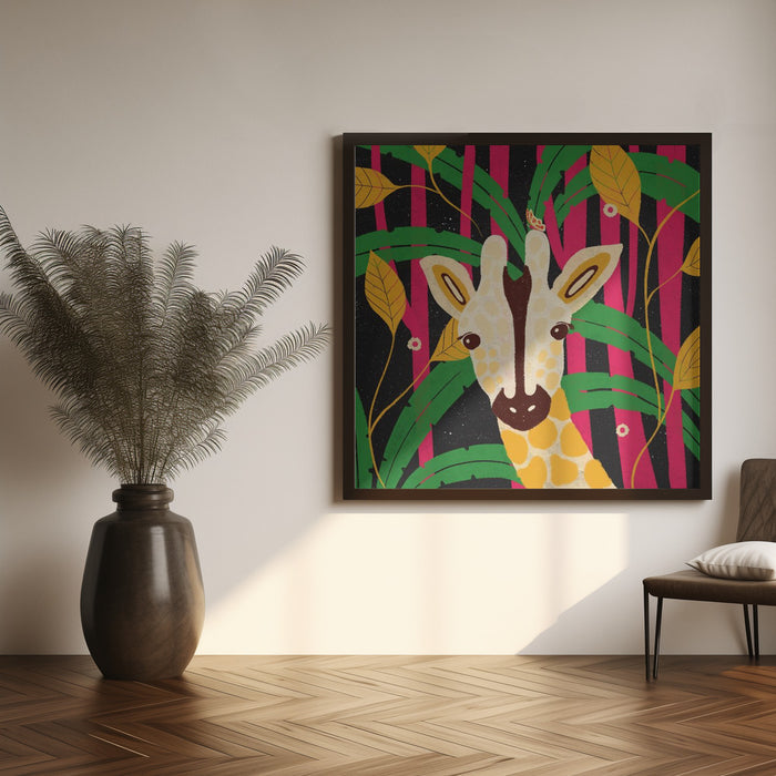 Giraffe-Animal Trilogy Square Canvas Art  Shriya Bhattacharya 