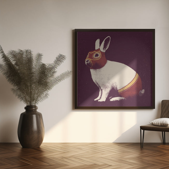 Lapin Catcheur Square Canvas Art  Florent Bodart 