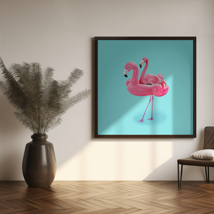 Flamingo on Resort Square Canvas Art  Artem Pozdniakov 