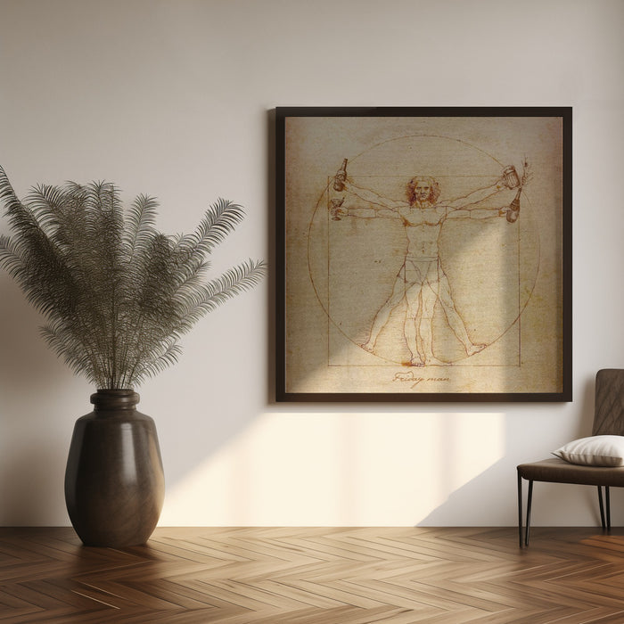 Friday Man by Artem Pozdniakov Square Canvas Print Art for Modern Home Decor. Decorate your office or living room with canvas artwork