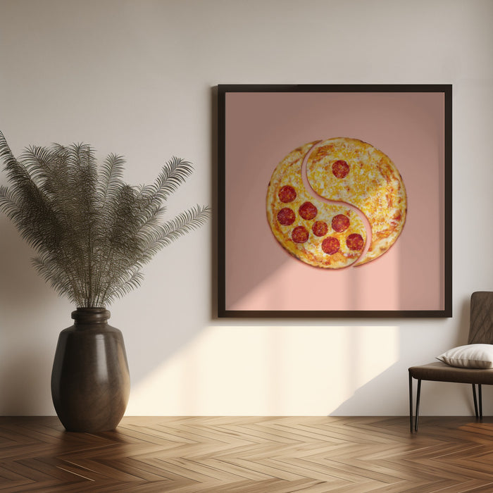 Pizza Balance by Artem Pozdniakov Square Canvas Print Art for Modern Home Decor. Decorate your office or living room with canvas artwork