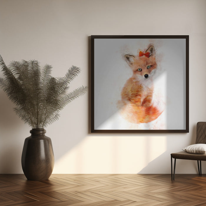 Baby Fox Square Canvas Art  Emel Tunaboylu 
