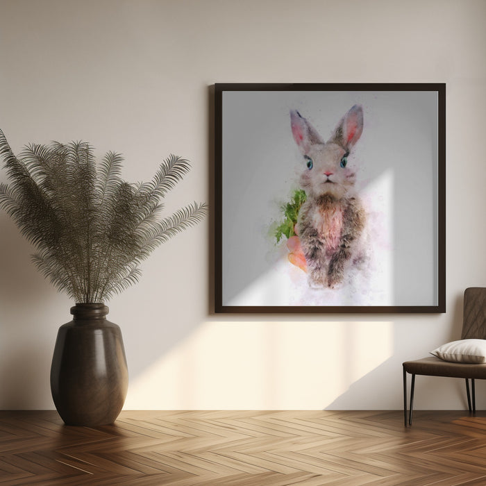 Baby Rabbit Square Canvas Art  Emel Tunaboylu 