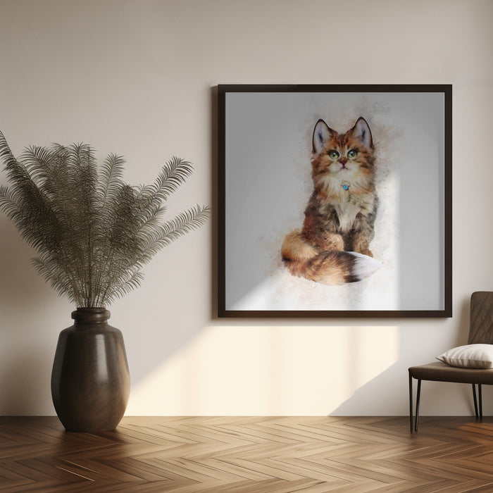 Baby Cat Square Canvas Art  Emel Tunaboylu 