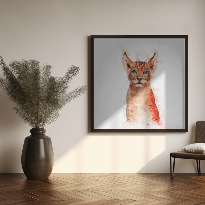 Baby Lion by Emel Tunaboylu Square Canvas Print Art for Modern Home Decor. Decorate your office or living room with canvas artwork
