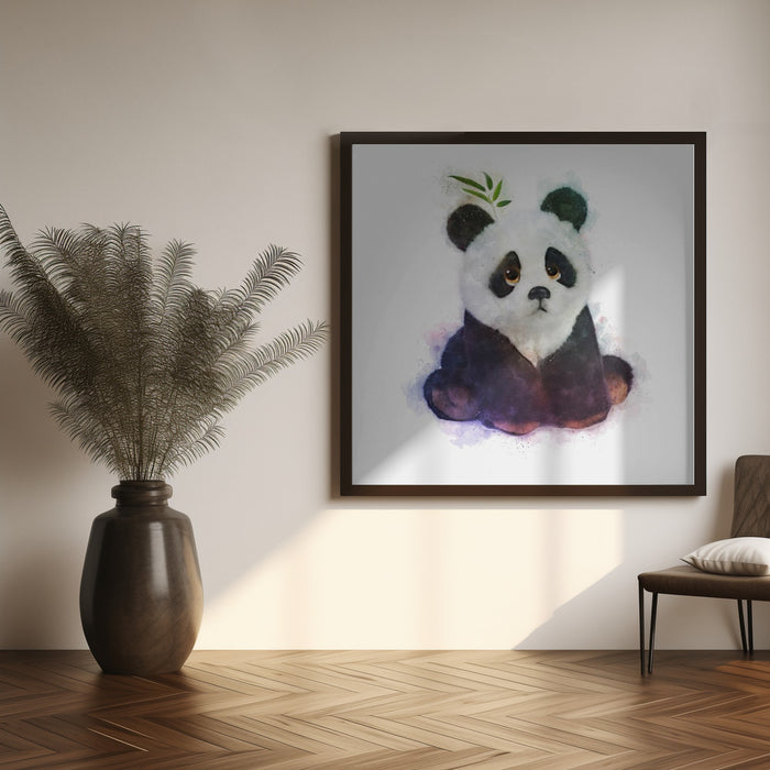 Baby Panda by Emel Tunaboylu Square Canvas Print Art for Modern Home Decor. Decorate your office or living room with canvas artwork