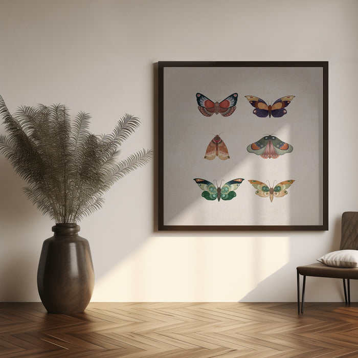 Kelebekler by Emel Tunaboylu Square Canvas Print Art for Modern Home Decor. Decorate your office or living room with canvas artwork