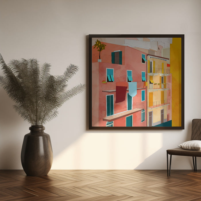 Little Italy Houses by Ana Rut Bre Square Canvas Print Art for Modern Home Decor. Decorate your office or living room with canvas artwork