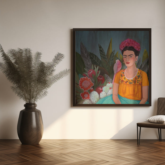 Frida a Casa Azul by Sylvie Demers Square Canvas Print Art for Modern Home Decor. Decorate your office or living room with canvas artwork