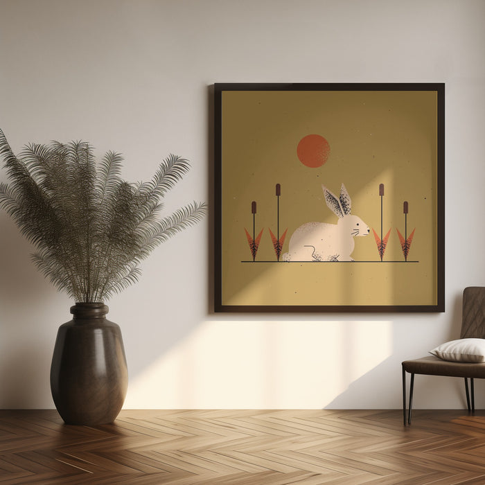 White Rabbit by Vision Grasp Art Square Canvas Print Art for Modern Home Decor. Decorate your office or living room with canvas artwork