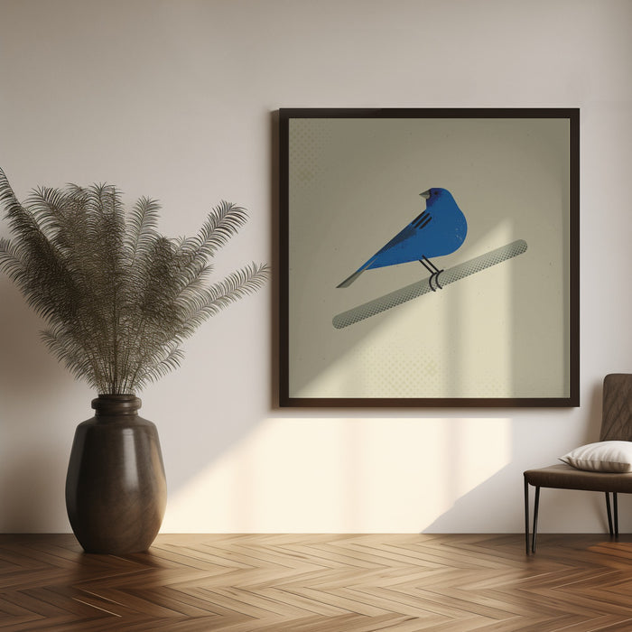 Indigo Bunting by Vision Grasp Art Square Canvas Print Art for Modern Home Decor. Decorate your office or living room with canvas artwork