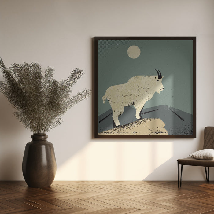 Mountain Goat by Vision Grasp Art Square Canvas Print Art for Modern Home Decor. Decorate your office or living room with canvas artwork