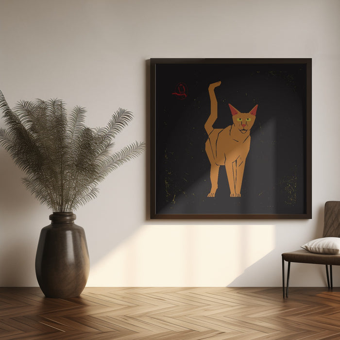 Orange Cat by Vision Grasp Art Square Canvas Print Art for Modern Home Decor. Decorate your office or living room with canvas artwork
