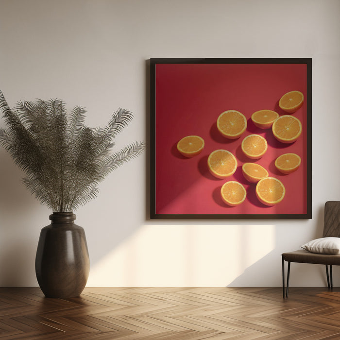 Naranjas by Julia Ramiro Square Canvas Print Art for Modern Home Decor. Decorate your office or living room with canvas artwork