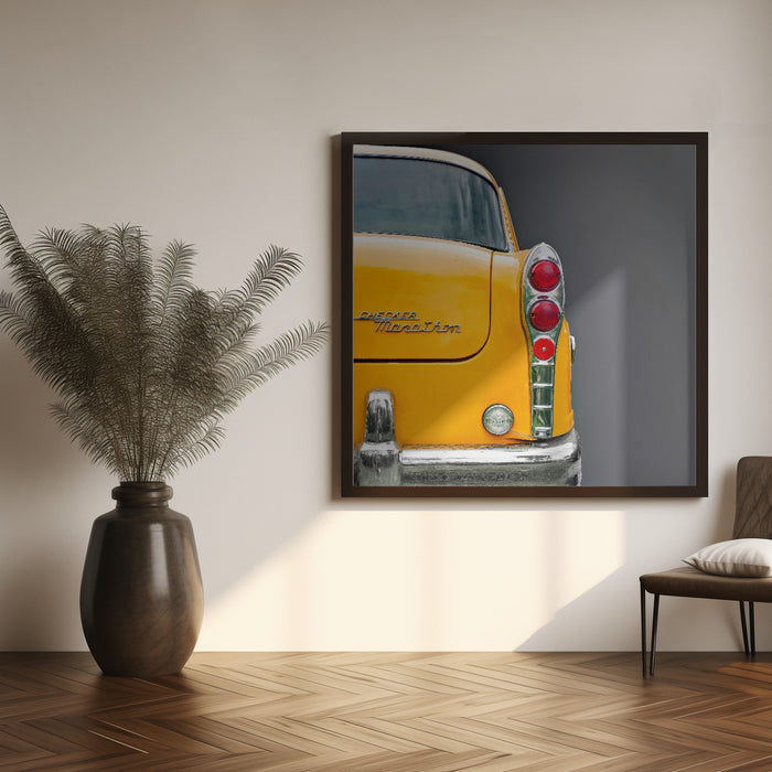 The Yellow Cab by Roland Weber Square Canvas Print Art for Modern Home Decor. Decorate your office or living room with canvas artwork