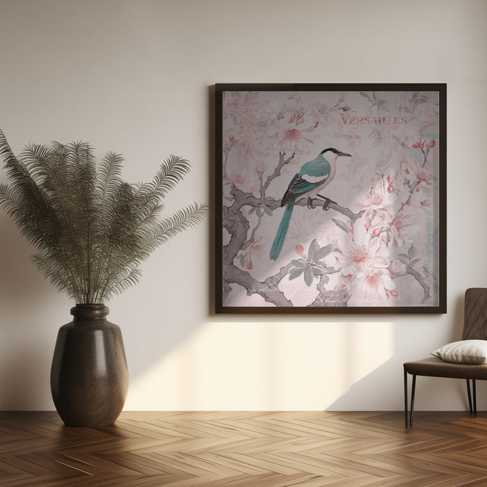 Pastel Pink Springbird by Andrea Haase Square Canvas Print Art for Modern Home Decor. Decorate your office or living room with canvas artwork