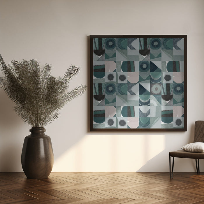 Mid Century Grid Pattern Four by Little Dean Square Canvas Print Art for Modern Home Decor. Decorate your office or living room with canvas artwork