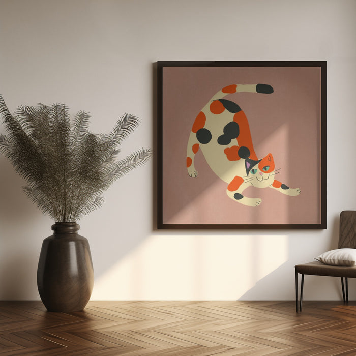 Pouncing cat Var by Little Dean Square Canvas Print Art for Modern Home Decor. Decorate your office or living room with canvas artwork