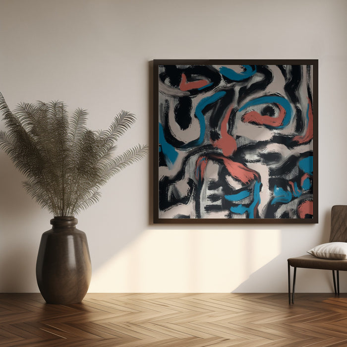 Ink and oil abstract by Little Dean Square Canvas Print Art for Modern Home Decor. Decorate your office or living room with canvas artwork