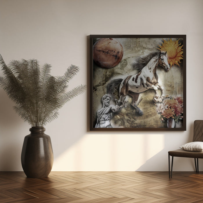 Horse art 3 by Rafal Kulik Square Canvas Print Art for Modern Home Decor. Decorate your office or living room with canvas artwork