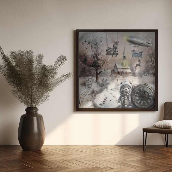Crazy winter art by Rafal Kulik Square Canvas Print Art for Modern Home Decor. Decorate your office or living room with canvas artwork