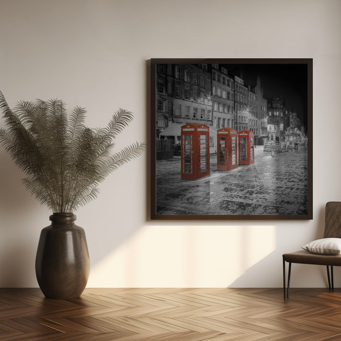 Evening impression of the Royal Mile in Edinburgh - Colorkey by Melanie Viola Square Canvas Print Art for Modern Home Decor. Decorate your office or living room with canvas artwork