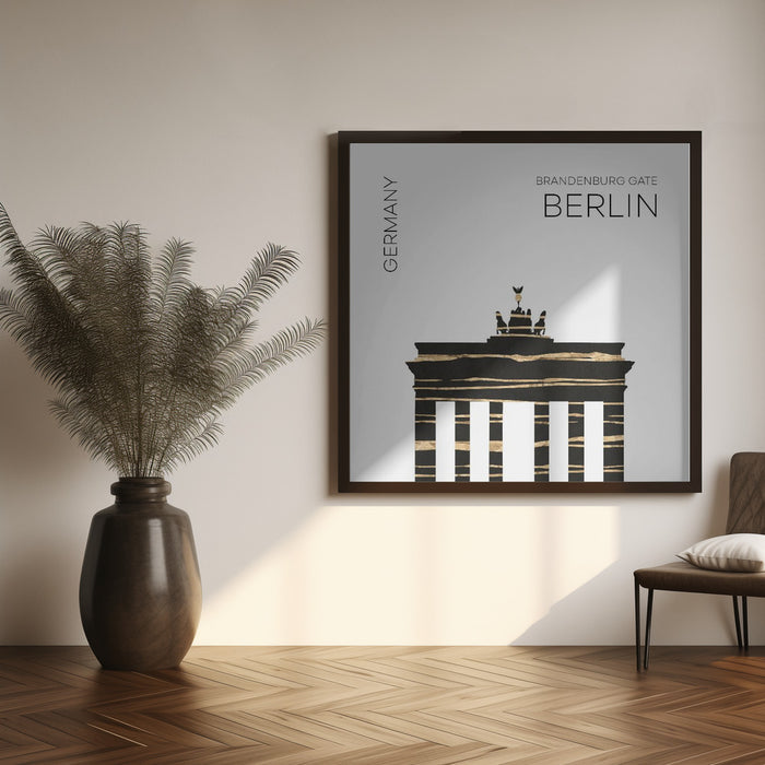 Urban Art BERLIN Brandenburg Gate by Melanie Viola Square Canvas Print Art for Modern Home Decor. Decorate your office or living room with canvas artwork