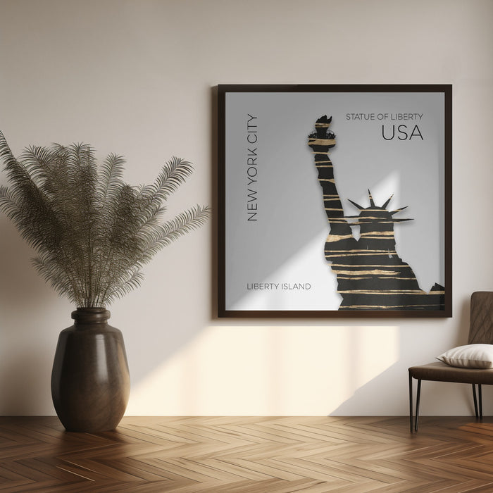 Urban Art NYC Statue of Liberty by Melanie Viola Square Canvas Print Art for Modern Home Decor. Decorate your office or living room with canvas artwork