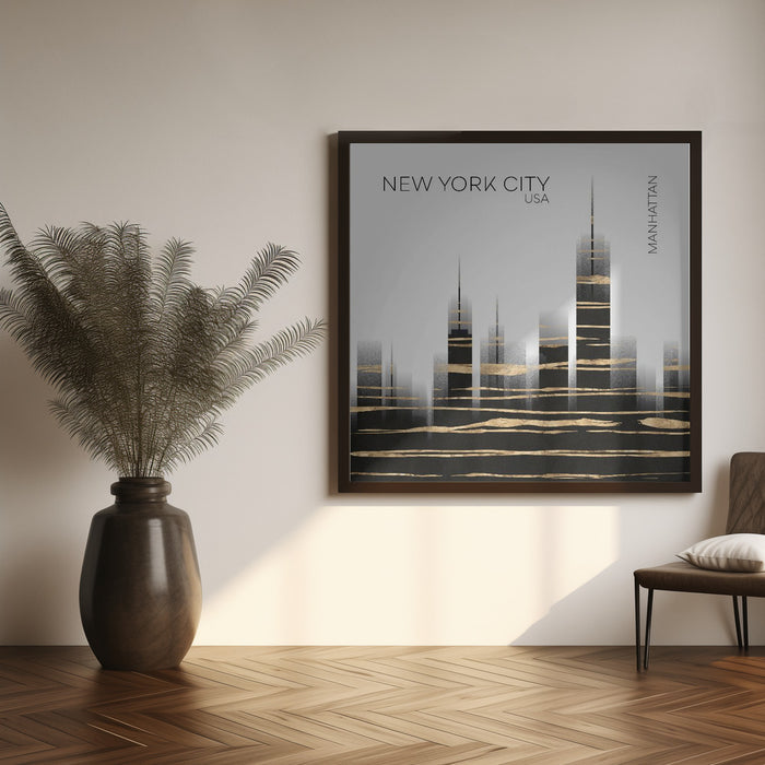 Urban Art NYC Skyline by Melanie Viola Square Canvas Print Art for Modern Home Decor. Decorate your office or living room with canvas artwork