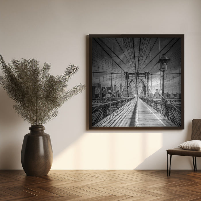 NYC Brooklyn Bridge by Melanie Viola Square Canvas Print Art for Modern Home Decor. Decorate your office or living room with canvas artwork