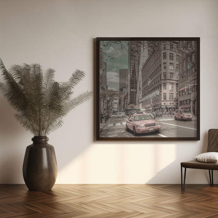 MANHATTAN 5th Avenue | urban vintage style by Melanie Viola Square Canvas Print Art for Modern Home Decor. Decorate your office or living room with canvas artwork