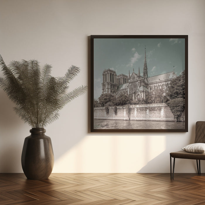 PARIS Cathedral Notre-Dame | urban vintage style by Melanie Viola Square Canvas Print Art for Modern Home Decor. Decorate your office or living room with canvas artwork