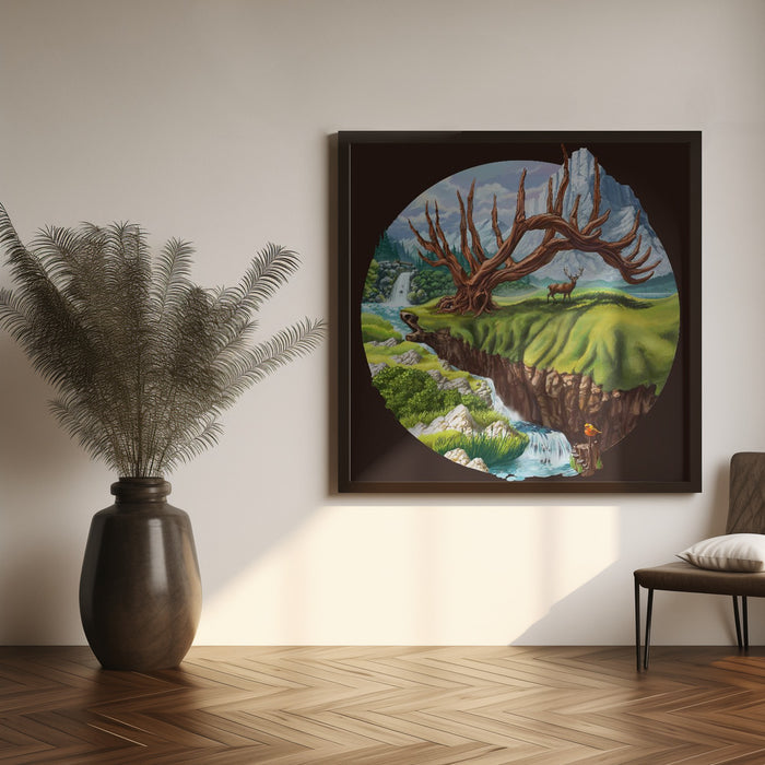 Father Deer by Alirıza ÇAKIR Square Canvas Print Art for Modern Home Decor. Decorate your office or living room with canvas artwork