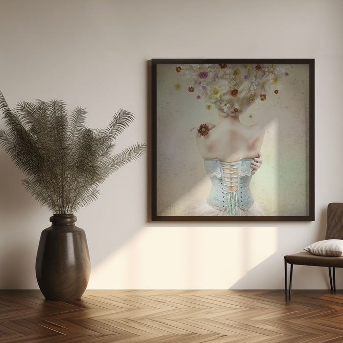 Girl of the flower garden Square Canvas Art  Kiyo Murakami 