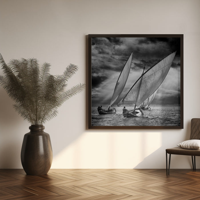 Sailboats and Light by Angel Villalba Square Canvas Print Art for Modern Home Decor. Decorate your office or living room with canvas artwork