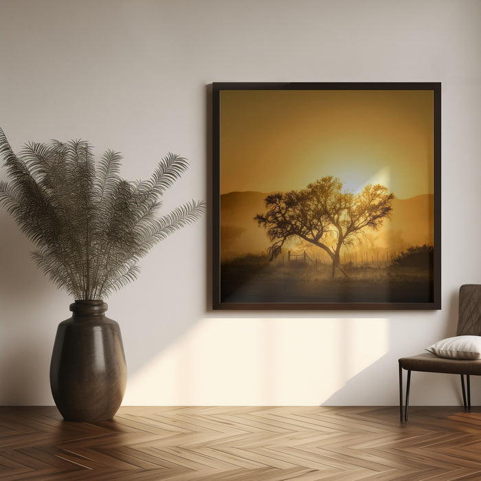 Golden Sunrise by Piet Flour Square Canvas Print Art for Modern Home Decor. Decorate your office or living room with canvas artwork