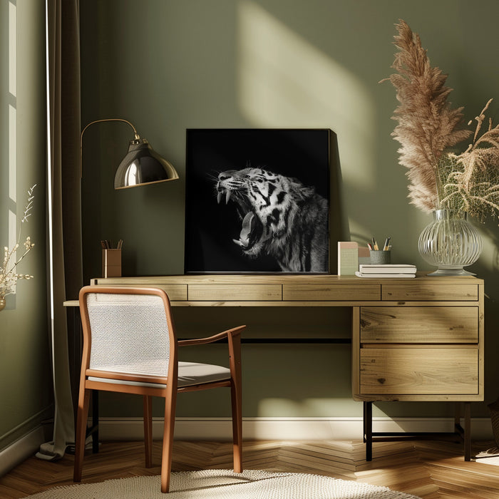 Primal Yawn #4 Square Canvas Art  Christian Meermann 